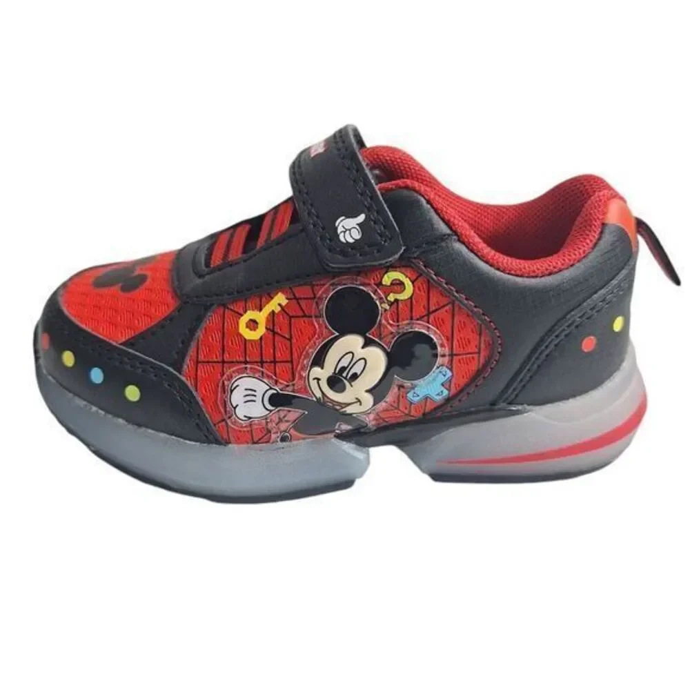 MICKEY Boys Light-Up Shoes Sneakers Toddlers Size 10 (18 Cm) New color Red Black